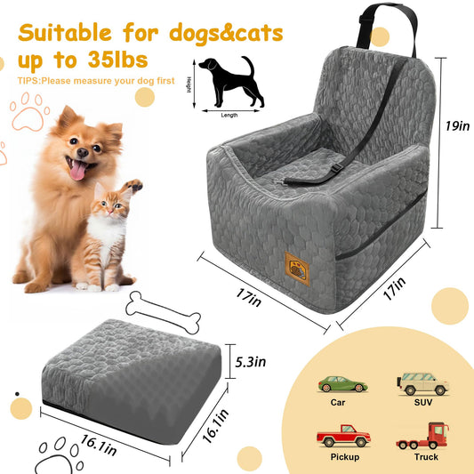 Dog Booster Seat with Storage Pockets – Gray