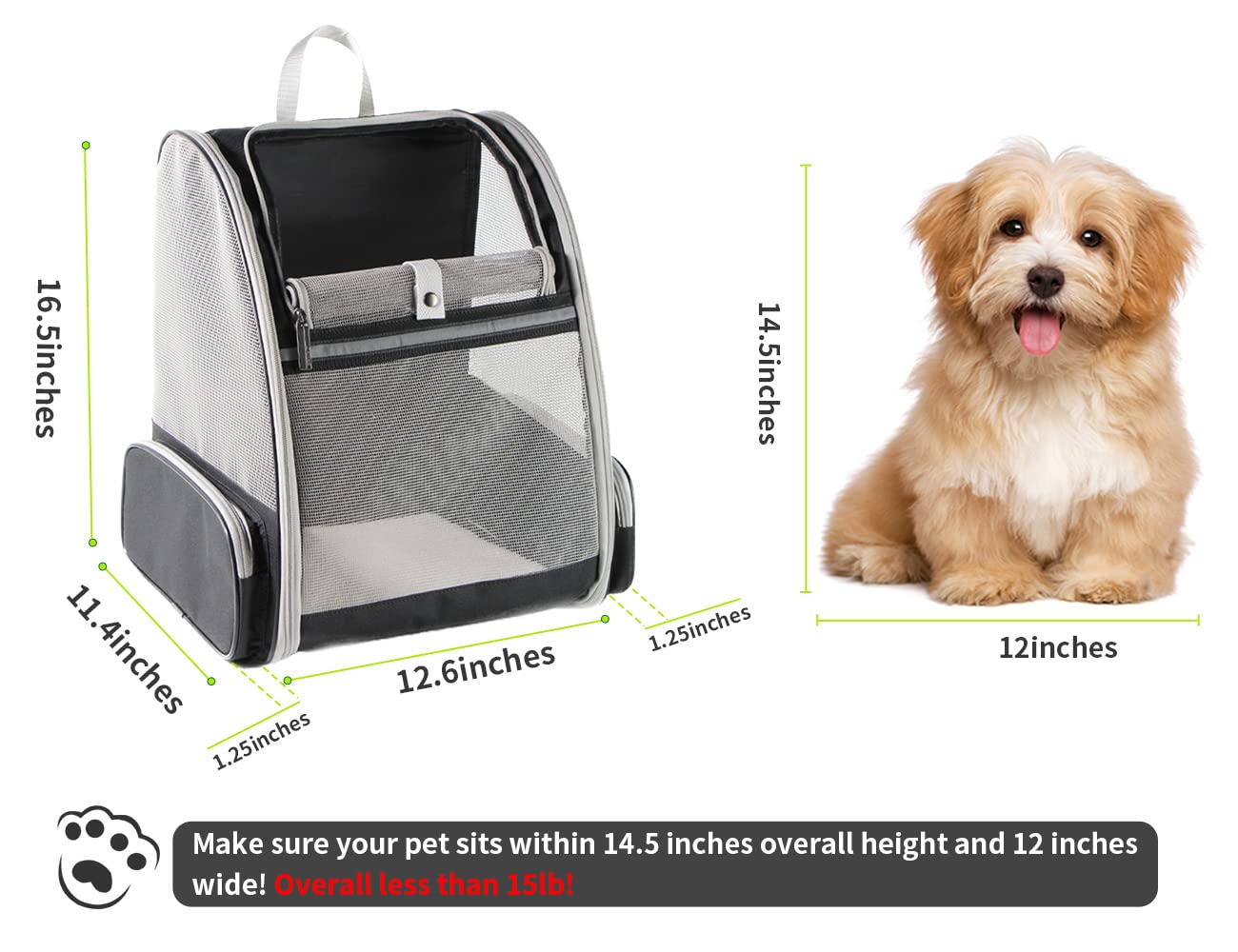 Texsens Pet Carrier Backpack – Black