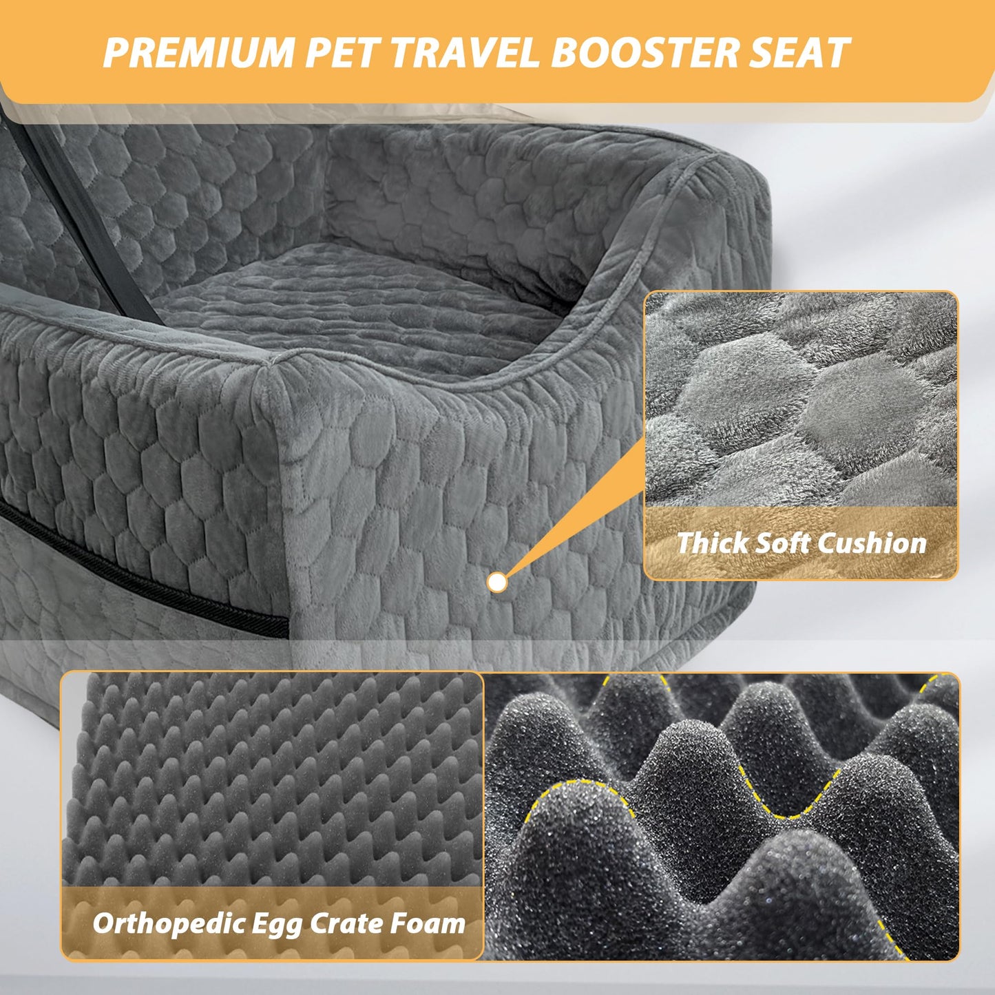 Dog Booster Seat with Storage Pockets – Gray