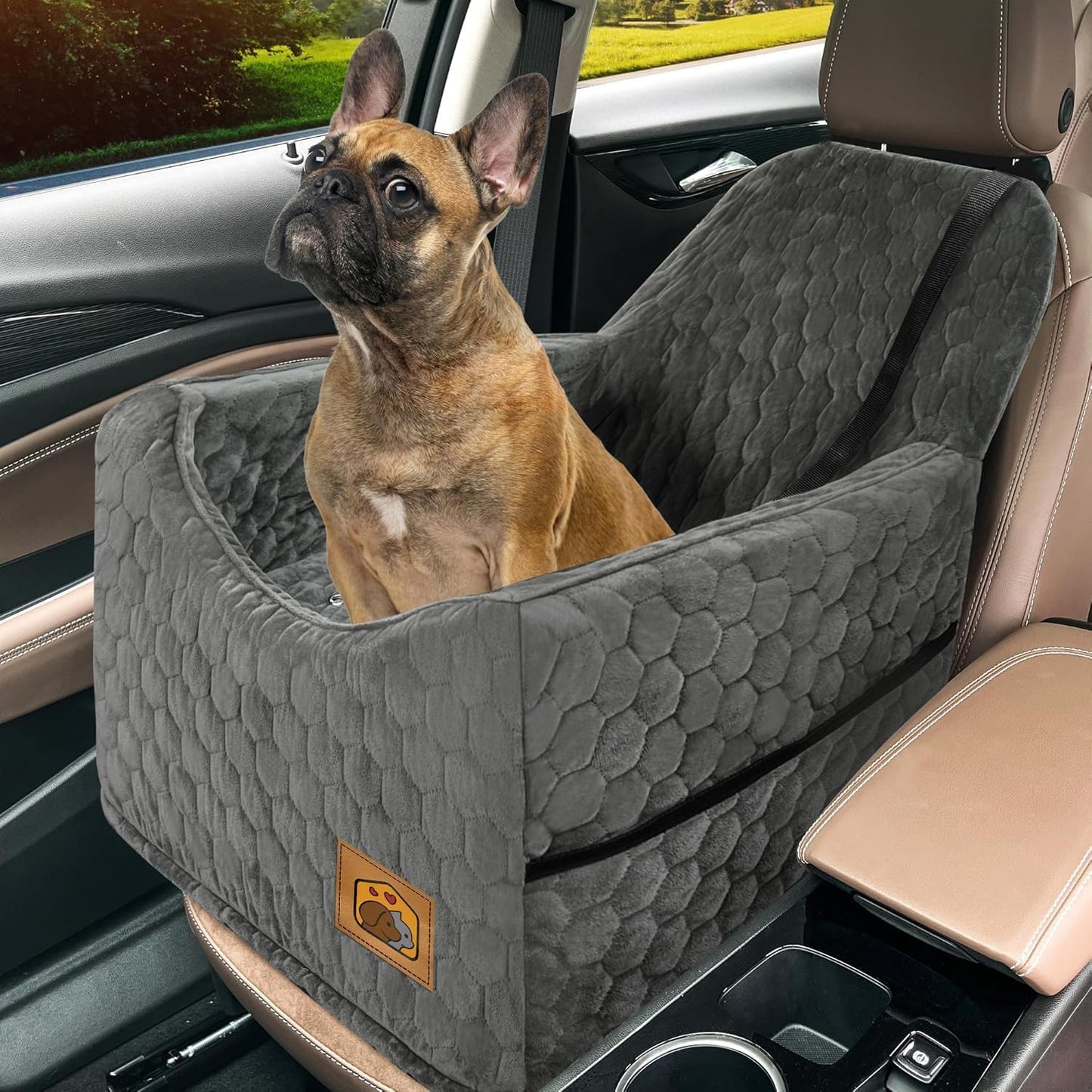 Dog Booster Seat with Storage Pockets – Gray