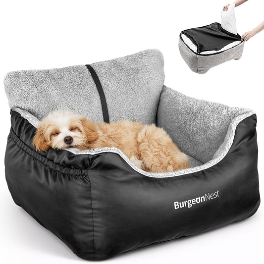 BurgeonNest Portable Dog Car Bed with Storage Pockets