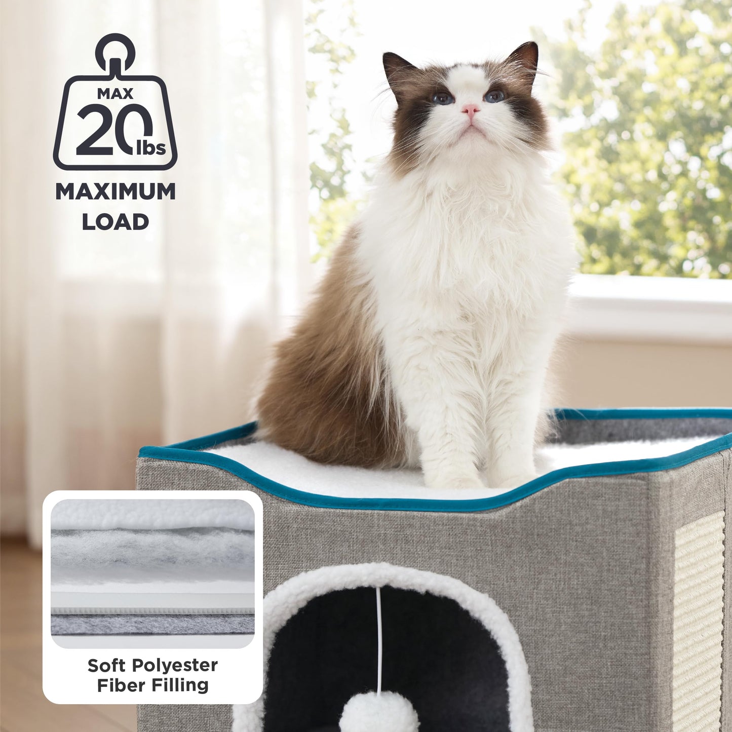 Bedsure Indoor Cat Hideaway Bed – Large, Grey