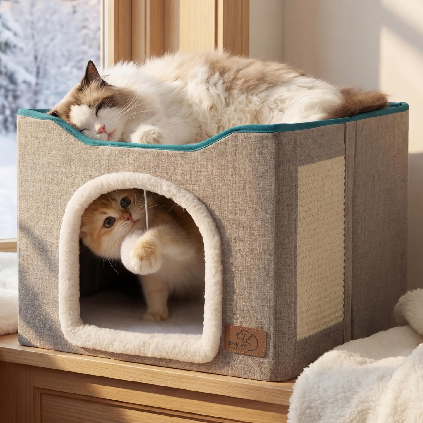 Bedsure Indoor Cat Hideaway Bed – Large, Grey