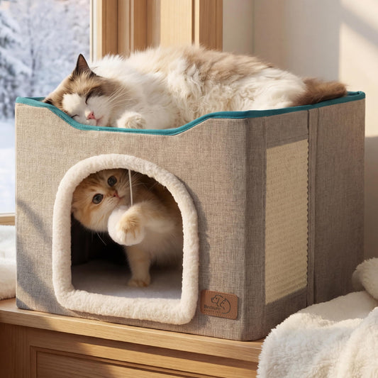 Bedsure Indoor Cat Hideaway Bed – Large, Grey