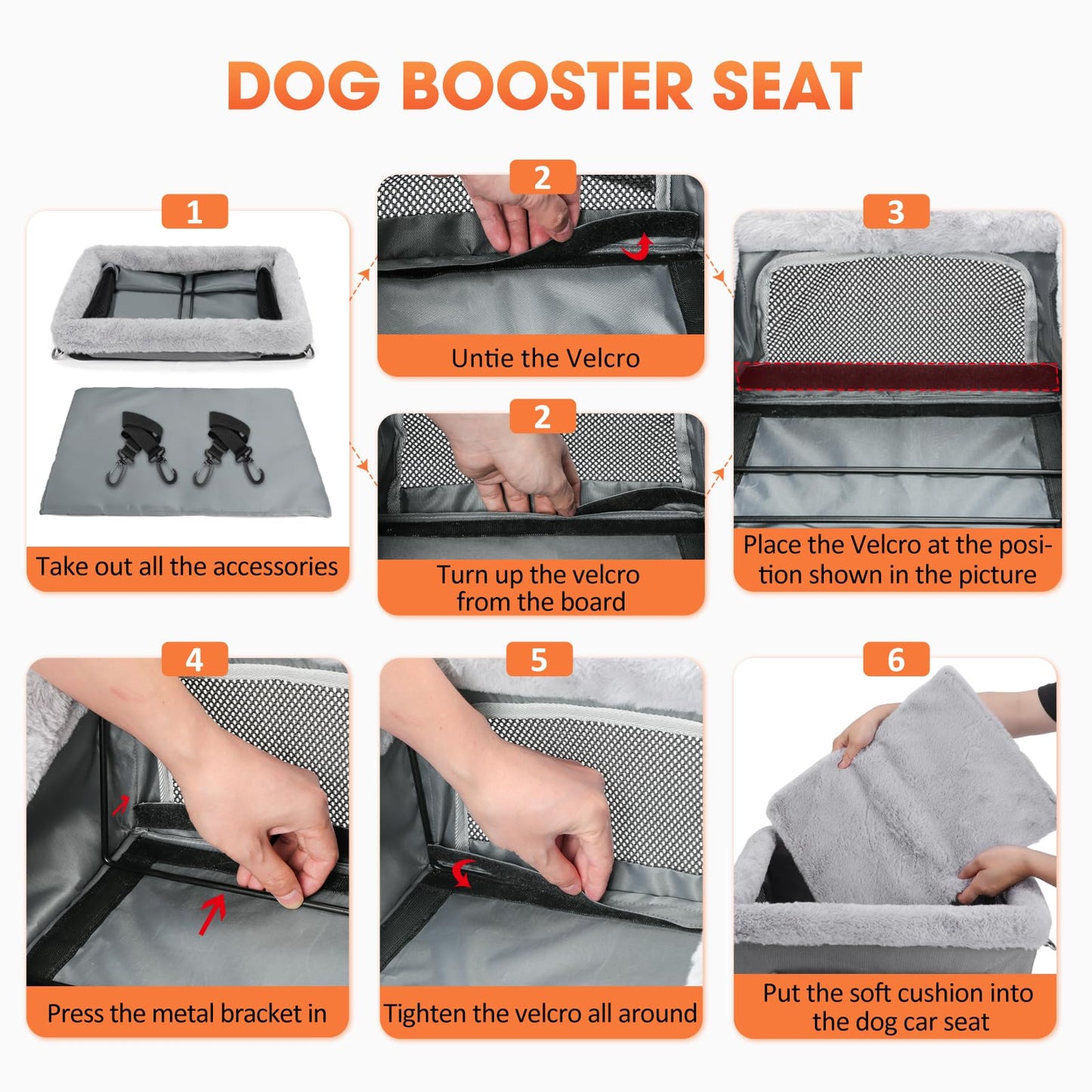 JOEJOY Puppy Car Seat with Cushion & Storage Pockets