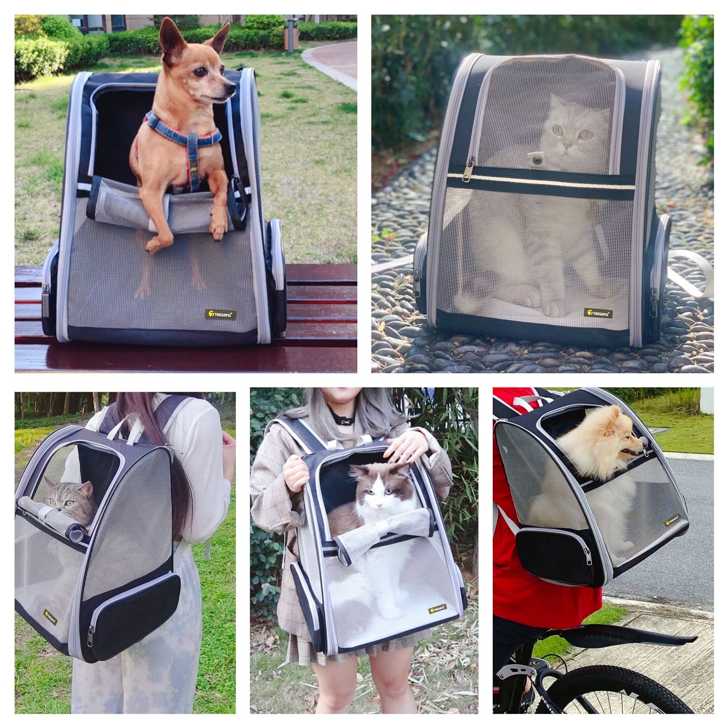 Texsens Pet Carrier Backpack – Black